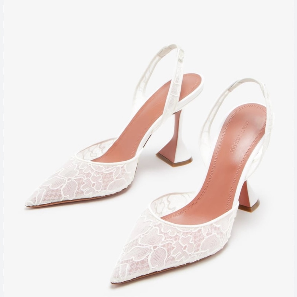 Amina Muaddi Holli Lace Slingback Pumps (size 37)